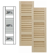 Traditional Wood Open Louver Shutters w/ Double Offset Mullion