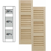 Traditional Wood Open Louver Shutters w/ Offset Top Double Mullion