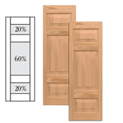 Traditional Wood Raised Panel Shutters w/ Double Offset Mullion