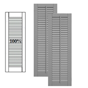 Traditional Composite Louver Shutters w/ Full Louver w/ Faux Tilt Rod, Installation Brackets Included