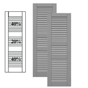 Traditional Composite Louver Shutters w/ Double Center Mullion, Installation Brackets Included