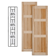 Traditional Wood V Groove Shutters w/ Offset Top Double Mullion